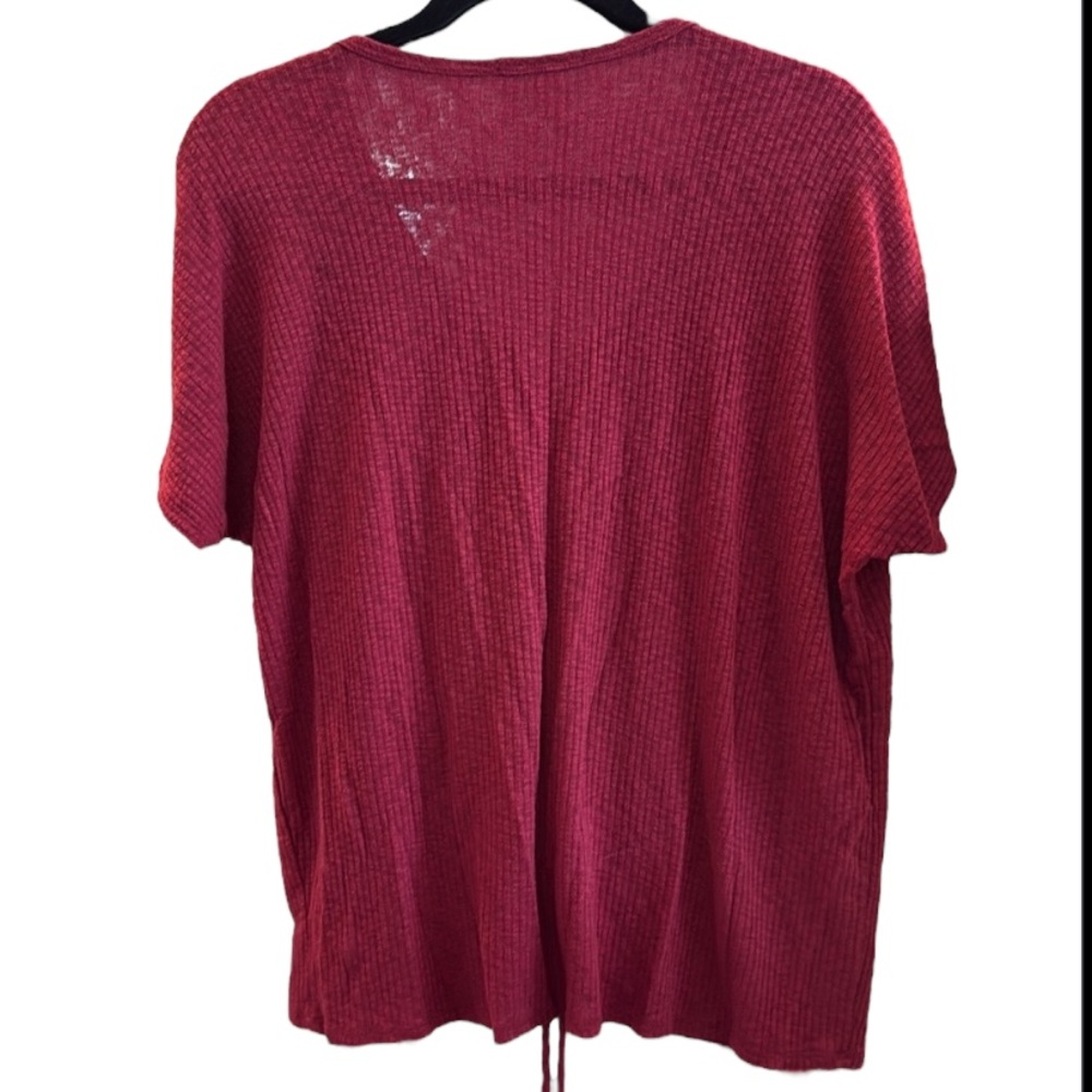 🌻 Gaze Ruched Ribbed Pull Front Short Sleeve Top - Picture 4 of 5